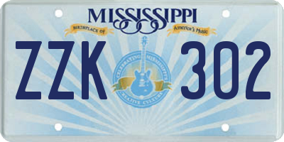 MS license plate ZZK302