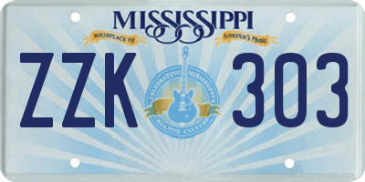 MS license plate ZZK303