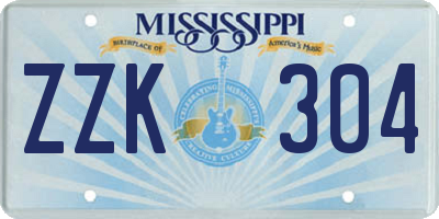 MS license plate ZZK304