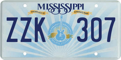 MS license plate ZZK307