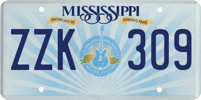 MS license plate ZZK309