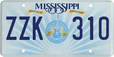 MS license plate ZZK310