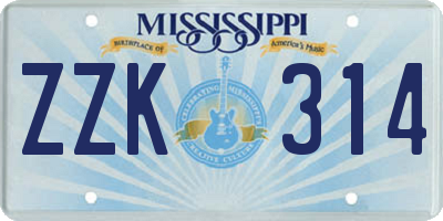 MS license plate ZZK314