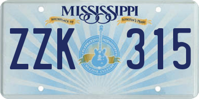 MS license plate ZZK315