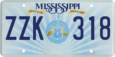 MS license plate ZZK318