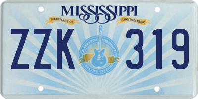 MS license plate ZZK319