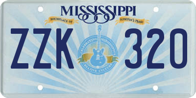 MS license plate ZZK320