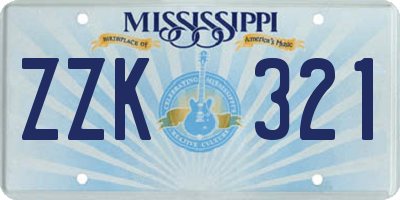 MS license plate ZZK321