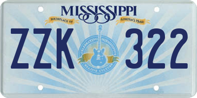 MS license plate ZZK322