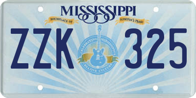 MS license plate ZZK325