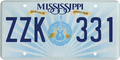 MS license plate ZZK331