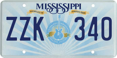 MS license plate ZZK340