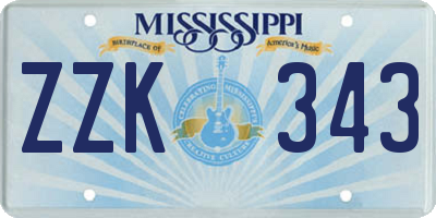 MS license plate ZZK343