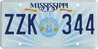 MS license plate ZZK344