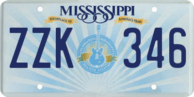 MS license plate ZZK346