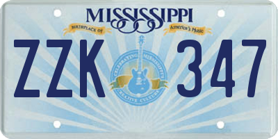 MS license plate ZZK347