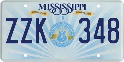 MS license plate ZZK348