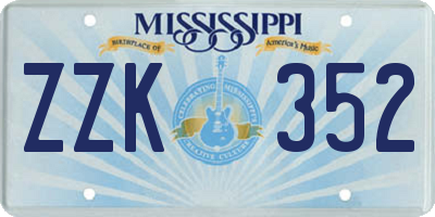 MS license plate ZZK352