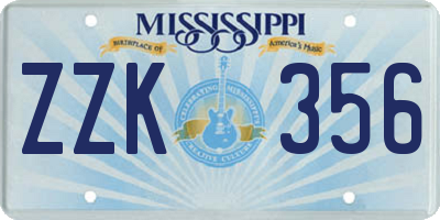 MS license plate ZZK356