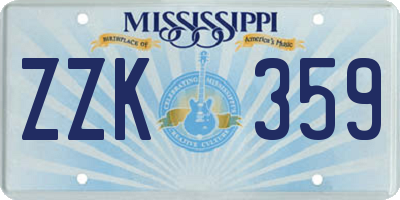 MS license plate ZZK359