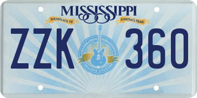 MS license plate ZZK360