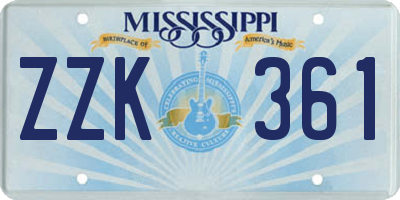 MS license plate ZZK361