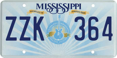 MS license plate ZZK364