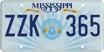 MS license plate ZZK365