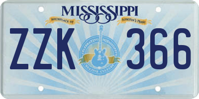 MS license plate ZZK366