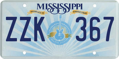 MS license plate ZZK367