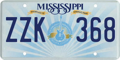 MS license plate ZZK368