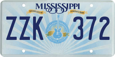 MS license plate ZZK372