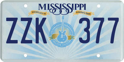 MS license plate ZZK377