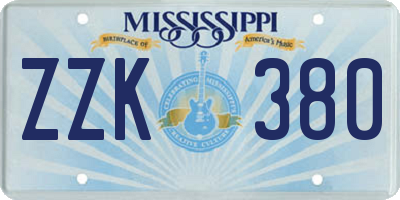 MS license plate ZZK380