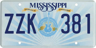 MS license plate ZZK381