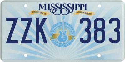 MS license plate ZZK383
