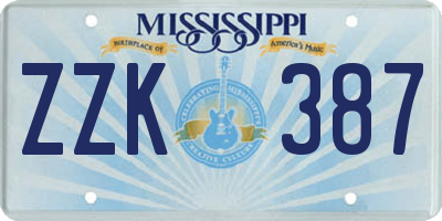 MS license plate ZZK387