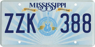MS license plate ZZK388
