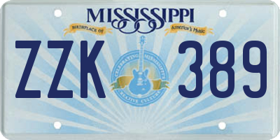 MS license plate ZZK389