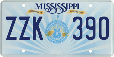 MS license plate ZZK390