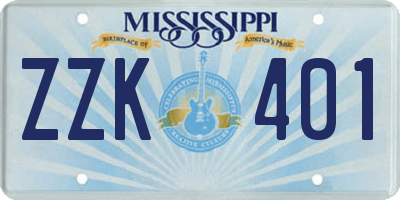 MS license plate ZZK401