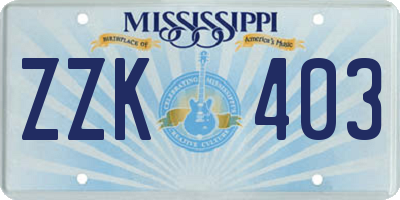 MS license plate ZZK403