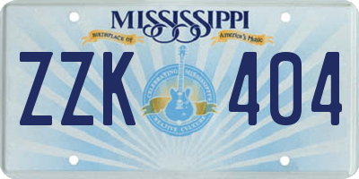 MS license plate ZZK404