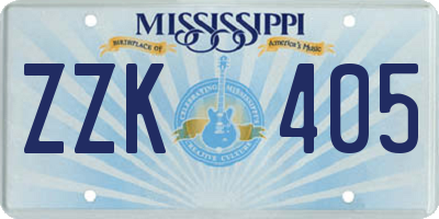 MS license plate ZZK405