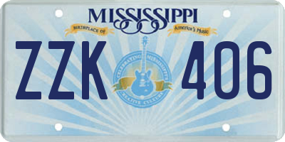 MS license plate ZZK406