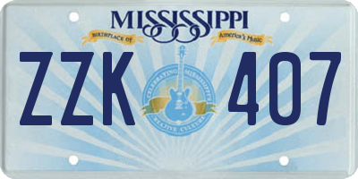 MS license plate ZZK407