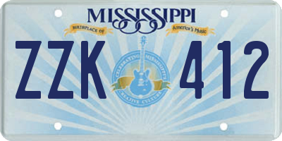 MS license plate ZZK412