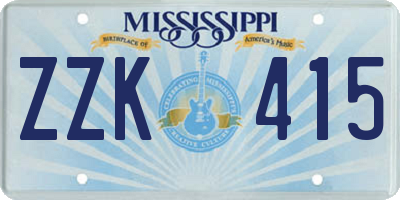 MS license plate ZZK415