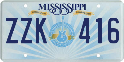 MS license plate ZZK416