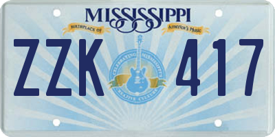 MS license plate ZZK417